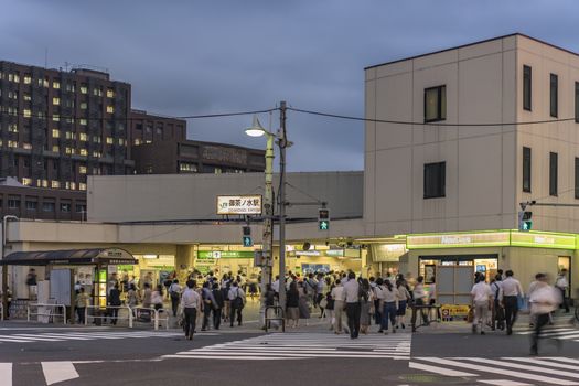 Ochanomizu Station in Tokyo close to Meiji University whose main street known as Guitar Street, which is lined on both sides with used guitar shops, violin shops or saxophone shops.