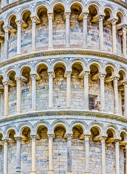Arches and Columns in Leaning Tower of Pisa with single open window