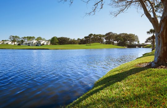 Lake in residential district, Florida, USA