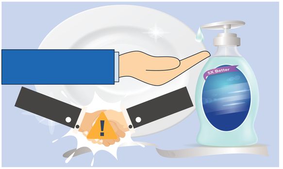 hygiene your hands with sanitizer before and after handshake