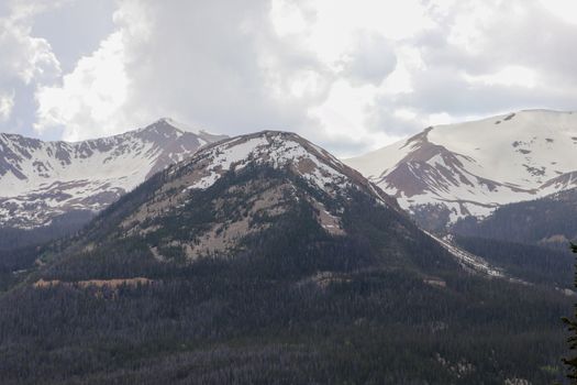 A view of the snow covered peaks in the Colorado mountains