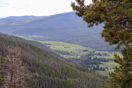 A view of the green landscape covered Colorado mountains