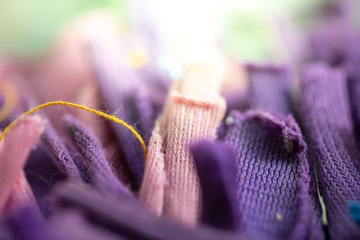 Close up view on textile and fabrics textures. Fabric textures in different colors