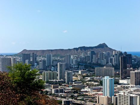 Punchbowl Crater from downtown area Honolulu Hawaii