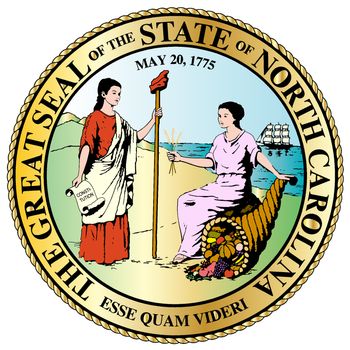 The North Carolina State Great Seal isolated on a white background