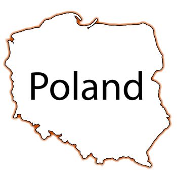 Outline map of Poland on a white background