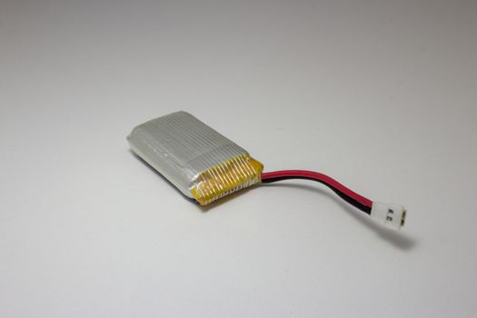 Lithium polymer battery, or LiPo, of 3.7 volts and 600 mah capacity used in toys and drones