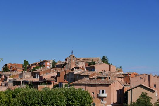 village of vaucluse, roussillon and bonnieux between vineyard and village, France