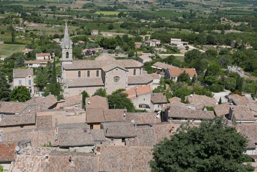 village of vaucluse, roussillon and bonnieux between vineyard and village, France
