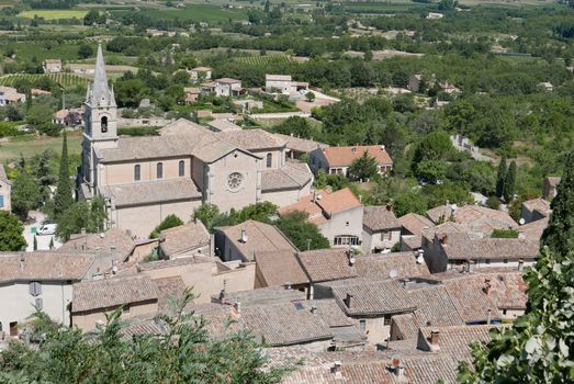 village of vaucluse, roussillon and bonnieux between vineyard and village, France
