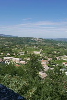 village of vaucluse, roussillon and bonnieux between vineyard and village, France