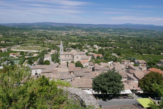 village of vaucluse, roussillon and bonnieux between vineyard and village, France
