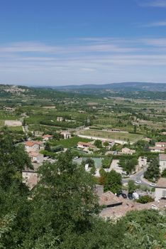 village of vaucluse, roussillon and bonnieux between vineyard and village, France