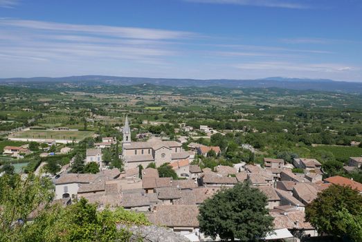 village of vaucluse, roussillon and bonnieux between vineyard and village, France