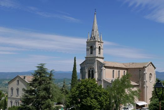 village of vaucluse, roussillon and bonnieux between vineyard and village, France