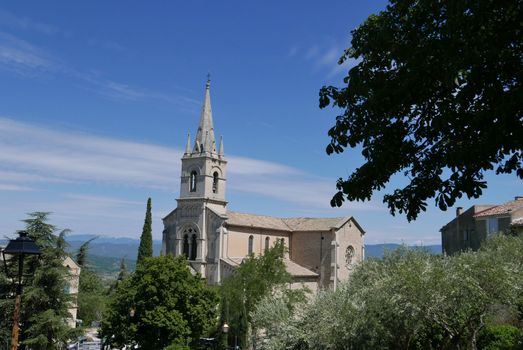 village of vaucluse, roussillon and bonnieux between vineyard and village, France