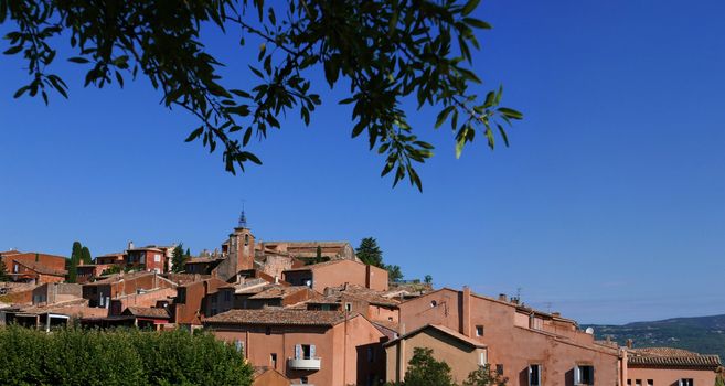 village of vaucluse, roussillon and bonnieux between vineyard and village, France