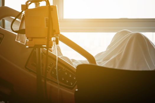 image of infusion pump with Elderly patients in hospital bed