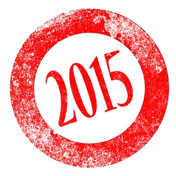 Grunge version of a 2015 rubber stamp over white