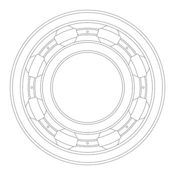 A typical ball bearing isolated over a white background