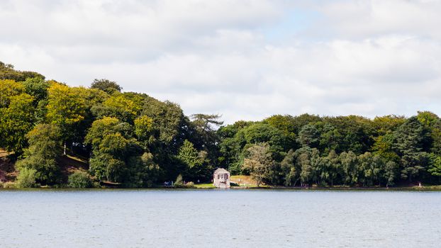 The view across Talkin Tarn, Cumbria in northern England.  The tarn is a glacial lake and country park close to the town of Brampton.