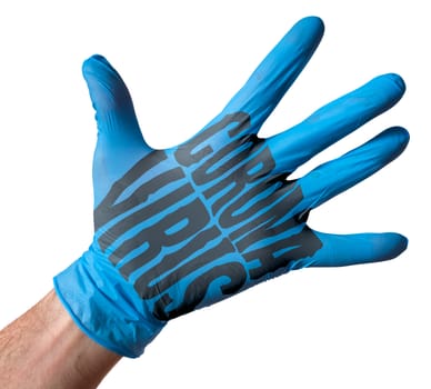 A Doctor, Nurse Or Other Health Professional Wearing A Medical Glove With The Word Coronavirus