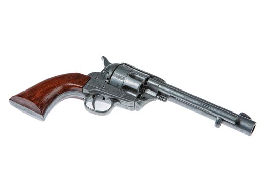 Old army single action revolver on an isolated studio background