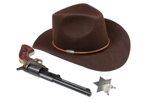 Cowboy equipment on an isolated studio background