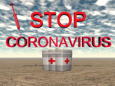 stop coronavirus and sky clouds - 3d rendering