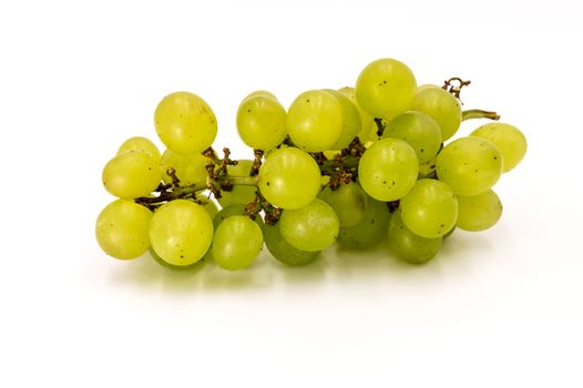 Green grapes isolated on white. With clipping path. Total depth of field.