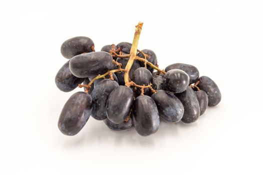 Bunch of blue wet grapes isolated on white background