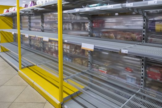 Amsterdam,Holland,19-march-2020:empty toilet paper shelves in shop in Holland because of the corona virus