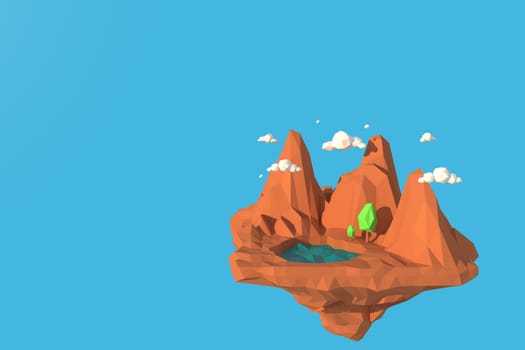 3D illustrator High mountains. 3d rendering low polygon geometry background. Abstract polygonal geometric Shape. Lowpoly minimal style art.