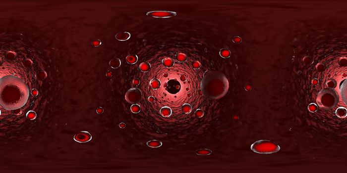 Equirectangular panoramic 360 VR image,  The medical panoramic background, 3d rendering of Cell biology deals with the smallest unit of life.