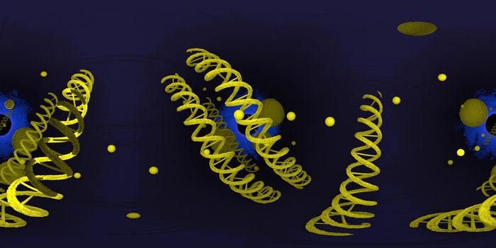 3d illustration of DNA deoxyribonucleic acid structure. Equirectangular  360 VR image.  The medical panoramic background.