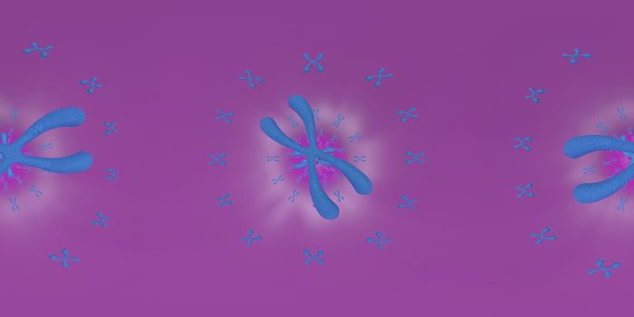 3d illustration of Chromosome scientific background. Equirectangular  360 VR image.  The medical panoramic background.