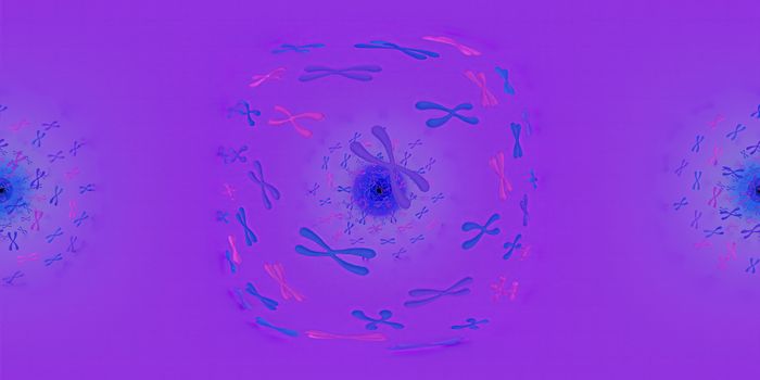 3d illustration of Chromosome scientific background. Equirectangular  360 VR image.  The medical panoramic background.