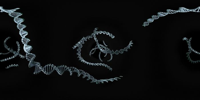 3d illustration of DNA deoxyribonucleic acid structure. Equirectangular  360 VR image.  The medical panoramic background.