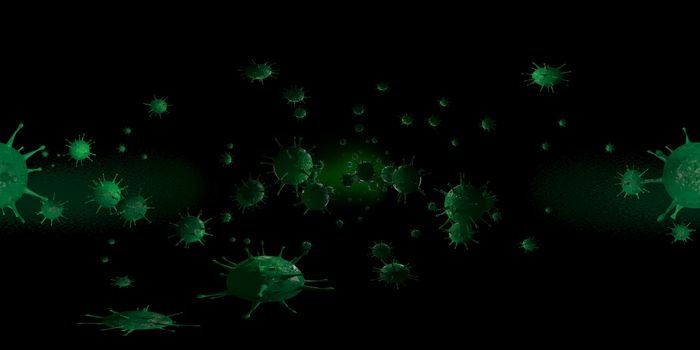 3d rendering Microscope virus- bacteria close up.  Equirectangular  360 VR image.  The medical panoramic background.