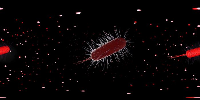 3d rendering Microscope virus- bacteria close up.  Equirectangular  360 VR image.  The medical panoramic background.