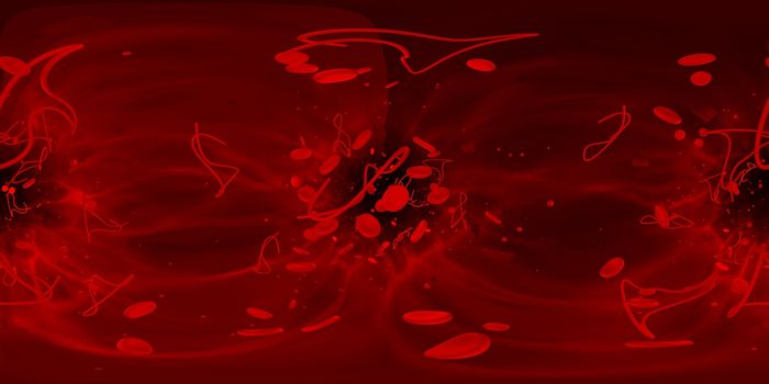 3d rendering Microscope virus- bacteria close up.  Equirectangular  360 VR image.  The medical panoramic background.