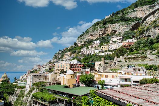 Parking deck beneath homes on Positano Hill