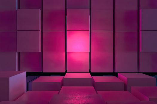 3D illustration,3d render,Abstract image of the cube background, the stage and display, Plastic Pink abackground