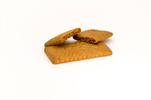 Speculoos cakes of rectangular shape on a white background