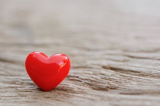 Valentines Day background with red hearts on plank wooden, copy space
