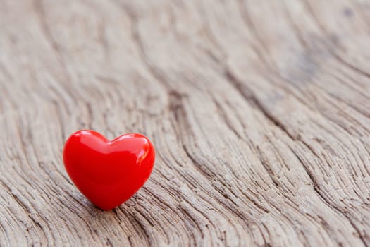 Valentines Day background with red hearts on plank wooden, copy space
