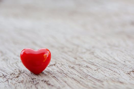 Valentines Day background with red hearts on plank wooden, copy space

