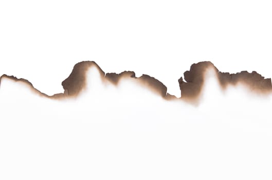 Paper burned old grunge on white background with clipping path
