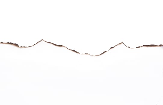 Paper burned old grunge on white background with clipping path
