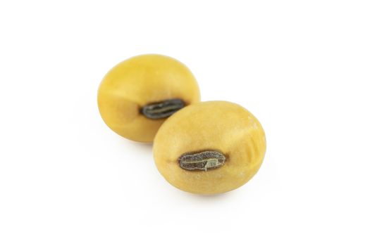 Closeup of soy beans isolated on white background with clipping path
